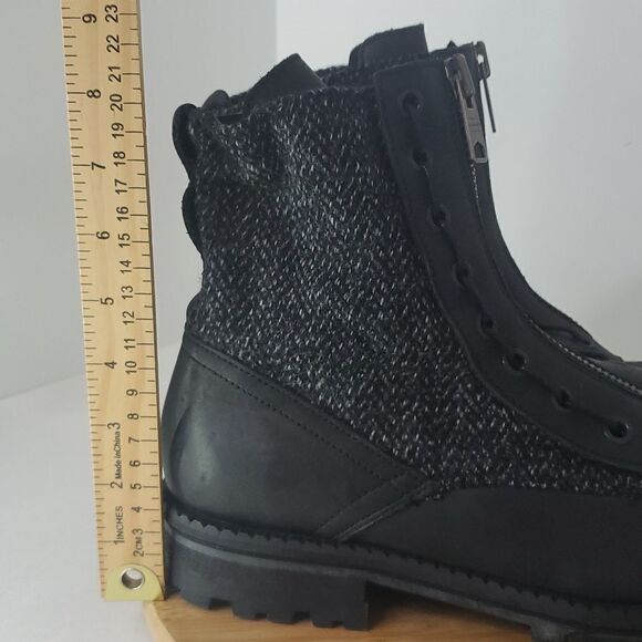 All Saints Men's Styx Boot Black Leather Tweed Size 12 - Picture 13 of 13